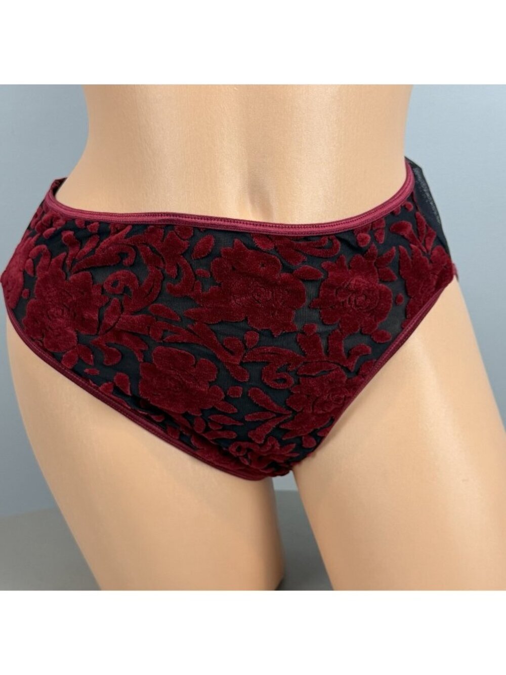 Victoria's Secret Vtg 90s Y2K Velvet Burnout Panties Size Large Sheer Back NWT